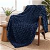 Exclusivo Mezcla Coperta Plaid Pile da Divano, 130x170 cm, Blu Marino | Coperta in Flanella Jacquard 3D Elegante per Letto, Doppia Faccia Morbida, Facile Manutenzione e Leggera, per l'Estate