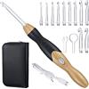 Chuangdi 11 Dimensioni Uncinetti Luminosi Set Uncinetto Ricaricabile Ganci per Uncinetti Luminosi con Custodia Teste Intercambiabili da 2,5 Mm a 8 Mm per Forniture Artigianali (Colore Legno-Nero)