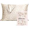 Kitsch Fodera per cuscino in satin con cerniera per capelli e pelle, più morbida della seta, liscia, lavabile in lavatrice, senza pieghe, satin rinfrescante, misura standard 19x26 Leopardo