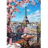 NEWENMO 5D Eiffel Tower Diamond Painting Kit per Adulti,Bella Fiori di Ciliegio Pittura Diamante Kit,DIY Vista della Città Diamond Art Kit Completo,per Adulti Principianti Decorazione Casa 30x40cm