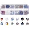 DICOSMETIC 360 perline di vetro sfaccettate a forma di cubo, 12 colori, perle di cristallo quadrate, 4 mm, perle intermedie elettroplaccate, per la creazione di gioielli, foro: 1 mm (colore scuro)