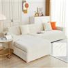 UHVUJDUI Copridivano Impermeabile Copertura Divano Angolare Chaise Longue 3 2 4 Posti Con Penisola,Elasticizzato Salvadivano Forma Di L Antiscivolo Per Cane Animali Antigraffio(Beige white,145cm-185cm(1pcs))