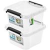 PAFEN 2x scatola di stoccaggio con coperchio, 3l - 20x20x12cm - SET contenitori di stoccaggio scatole trasparenti scatole di stoccaggio impilabili con clip di chiusura