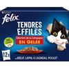 FELIX Gatto adulto | Selezione di pollo, manzo, coniglio, agnello | Confezione da 12 x 85 g | Sacchetto fresco