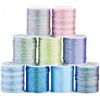 Spritewelry Cordoncino in poliestere iridescente, 153 m, 9 colori, 0,6 mm, colorato, intrecciato, macramè, filo per cucito, perline, braccialetti dell'amicizia, creazione di gioielli