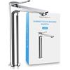Bächlein Aldeya - Rubinetto miscelatore monocomando di alta qualità per lavabi da appoggio, design moderno extra alto, con set di montaggio, rubinetto da bagno in cromo