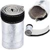 Niiyen Tubo flessibile isolato, copertura guaina scudo termico grigio bianco con strato esterno in alluminio 600x106 mm per tubi intrecciati, linee carburante, cavi o cavi elettrici Protezione termica