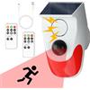 Cuteefun Sensore Movimento Solare, Sensori Antifurto Esterno con 2 Telecomandi, Sensore Movimento Allarme Senza Fili, Volume di 120 dB, Allarme Perimetrale Esterno per Garage, Fattoria, Giardino