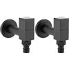Hapivida 2 Pezzi Nero Montaggio A Parete Rubinetto, Stile Europeo Nero Montaggio a Parete Rubinetto Acqua Risparmiata Rubinetto da Giardino Quadrato per Casa, Bagno, Balcone e Cucina (G1/2 Thread)