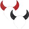 QIZHIQIAMY Cerchietto Diavolo Halloween Cerchietto Corna da Diavolo Rosse e Nero per Adulti, Bambini, Coppie, Accessori Costumi Horror di Halloween (Paillettes)