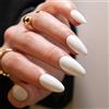 Boloshine 24 Pezzi Unghie Finte Corte Mandorla, Colore Puro Press on Nails Unghie Artificiali, Copertura Completa Acrilico Unghie Finte Adesive Manicure Francese per Donne Ragazze (Bianco Sobrio)