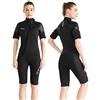 YuanDiann Muta da donna in neoprene Shorty da 3 mm con motivo a pesce addensare caldo tuta da immersione snorkeling surf elasticizzato con zip frontale manica corta comodi costumi da bagno nero XS