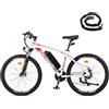 Fafrees Bici Elettrica, Bicicletta Elettrica Uomo, 21 Velocità Mountain Bike Elettrica 26 Pollici, 36V 13Ah Ebike da Città Donna 250W, Pedalata Assistita 100KM MTB, Hailong Bianco Upgrade