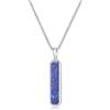 GAVU Collana da Uomo in Acciaio Inox con Ciondolo Piastrina di Lapislazzuli, Collana Catena Uomo con Ciondolo Targhetta 60cm