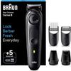 Braun Series RASOIO ELETTRICO BARBA, Tagliacapelli Uomo e Rifinitore BARBA, REGOLABARBA UOMO Con lame Di Lunga Durata, Autonomia 100 minuti, BT5430 Nero Elettrico