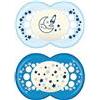 BAMED BABY ITALIA Srl MAM SUCCHIETTO ORIGINAL NIGHT 16+ SILICONE MASCHIO 2 PEZZI