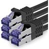 1aTTack.de Cat.7 Cavo di Rete 0,5m - Nero - 5 Pezzi - Ethernet LAN Cat.7 SFTP PIMF LSZH Spina RJ45 Cat6a 10 Gbit s