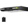 CIARRA CBCB6921 Cappa Aspirante 60cm Classe A+, 3 Velocità 300m³/h, Ricircolo ed Espulsione, Touch Screen Luce Ambientale Extra Cappa Sottopensile Nero con Filtro Carbone CBCF011