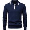Generisch Maglione lavorato a maglia, giacca con cerniera frontale, colletto alto, caldo, morbido, confortevole, abbigliamento casual invernale, Blu marino, L