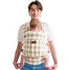 Momcozy Marsupio Neonato in Lino e Cotone Naturali, Marsupio Ergonomico Neonato,3,2-20 kg(3-24 mesi), Leggero e Confortevole, Durevole, Mani Libere per Mamme e Papà, Motivo a Scacchi Marrone
