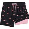 MaaMgic Uomo Costume da Bagno Corto 2-in-1 Compressione Pantaloncini da Surf 7 Pollici Interni Asciugatura Rapida Shorts con Tasche Squalo Nero Rosa M