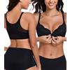 Lemorosy Reggiseno Donna Chiusura Anteriore Davanti Basic Pizzo con Ferretto Schiena a X per Taglie Forti (Rosa,7E)