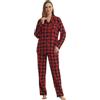 BEGIANT Pigiama da donna in flanella a quadri, set da salotto con top a maniche lunghe e pantaloni pigiama da donna ultra morbido, Plaid rosso., L