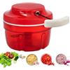 Whcctl Tritatutto Manuale, Trita Verdure Manuale, Design con Cordoncino, per Aglio, Noci, Erbe Aromatiche o Frutta, Plastica (Rosso - 300 ml)