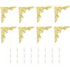 QUARKZMAN 8pz Staffa Angolare Piatta Vintage 1,9x1,9 Protezioni Angolari Decorative per Scrivania in Metallo con Vite per Mobili Decorativi Armadietti, Oro