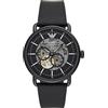 Emporio Armani Orologio Uomo, movimento automatico, cassa 43 mm in acciaio inossidabile nero con cinturino in pelle, AR60028