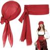 YUYWWAN Accessorio per Costume da Pirati Medievale, 2 Pezzi Kit Accessori Pirati, Bandana da Pirata, Cintura da Pirata, Accessori Costume da Piratas per Halloween Carnevale Cosplay Festa (Rosso)