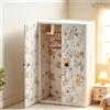 Minamzee 1:12 Armadio Per Casa Delle Bambole, Mini Armadio In Legno Bianco Con Motivi Floreali E 3 Grucce, Ante Magnetiche Per Camera O Soggiorno