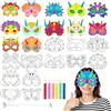 Theiuaoqwe 24 Pezzi Maschere da Colorare Maschere Halloween Viene Fornito con Strumenti fai da te Mascherate di Animali Mascherate di Dinosauri Può essere Utilizzato come Mascarade di Carnevale