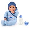 Bayer Design 94683AA - Bambolotto di 46cm Hello Baby Boy, con suoni, include ciuccio e biberon, muove la bocca