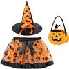 NebulaGlam Costume da Strega Bambina, Vestito Strega Bambini Carnevale Cosplay Set, Set Costume da Strega Halloween Cosplay per Bambina Ragazze (3-8 Anni) (Giallo)