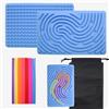 OMJMYY Sensory Activity Board, Scheda di Attività Sensoriale Silicone Fidget Toy, Tavola Sensoriale Bifacciale con 20 Corde e Borsa da Viaggio, per Bambini 3+ e Adulti per ADHD Autismo Ansia Stress