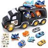 TAVADA 8 in 1 Camion Macchinine Giocattolo Trasportatore con Suoni e Luci per Bambini 1 2 3 4 5 Anni, 7 Mini Cars, Macchina Trucks Regalo per Bambino Ragazze Ragazzi
