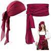 YUYWWAN Accessorio per Costume da Pirati Medievale, 2 Pezzi Kit Accessori Pirati, Bandana da Pirata, Cintura da Pirata, Accessori Costume da Piratas per Halloween Carnevale Cosplay Festa (Rosso-Vino)