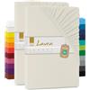 Lavea® Set 2 Lenzuola con Angoli MAYA - Jersey 100% Cotone - Per Letti Standard, Topper, Boxspring e ad Acqua - Con Elastico - OEKO-TEX® - Traspiranti (Crema Bianco Naturale, 140x200-160x200 cm)