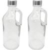 Acan Tradineur - Confezione da 2 flaconi in vetro con manico da 1000 ml, tappo a vite in plastica e metallo, dispenser per acqua fredda o calda, 24,7 x 9,5 cm, per bevande fredde o calde