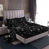 Loussiesd, Set di lenzuola per letto matrimoniale, stile bohémien esotico, lenzuolo con angoli, per bambini e adulti, ultra morbido, chic, 4 pezzi, motivo: mandala sole e luna, bianco e nero