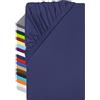 npluseins Lenzuolo con angoli in microfibra - traspirante e adatto a chi soffre di allergie 1519.2192, ca. 80-90 x 190 cm, blu navy