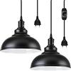 Linkenail 2 Pezzi Lampada a Sospensione con Spina, E27 Vintage Lampadario Nero, Ø26CM