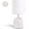 Aigostar - Lampada da Comodino， Moderna Lampada da Tavolo Base in Ceramica Paralume in Stoffa， Attacco E14， 13 * 13 * 26 cm Cavo 1.3 Metri， Design Vintage.