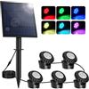 NATPOW Luce solare per stagno, RGB subacquea per laghetti, paesaggi, luci subacquee, faretto con impermeabilità IP68, illuminazione da giardino che cambia colore, per giardino, patio, albero (5 in 1)