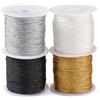 PH PandaHall PandaHall, 4 rotoli di corda metallica da 0,8 mm, filo di tinsel nero e bianco, filo per ricamo, corda decorativa natalizia per tatting, quilting, braccialetti di amicizia e creazione di gioielli