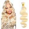 Zeslaerr Human Hair Bundles Body Wave Extension #613 Light Blonde Brown Color Double Weft Brazilian Virgin Hair Extension Minimal Shedding Unprocessed Perrucche 16 Inch