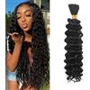 TGYHCJBY Water Wave Bulk for Braiding 18inch 110g With 2 Bundles Deep Wave Bulk Hair for Boho Braids No Weft Curly Wavy Synthetic Bohemian Braiding Hair Extensions for Women (1B, 18inch(55g/Bundle x2))