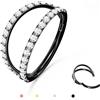 BodyBonita Doppio Piercing Naso Anello - Nero 316L Acciaio Chirurgico Septum Piercing Clicker 20G CZ Conch Jewellery Cartilagine Nostril Orecchino Naso Helix Rook Trago 8 mm