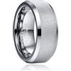TUNGSTORY Anello in Argento per Uomo Donna 8mm Fede Nuziale Sabbiata Anelli Semplici in Tungsteno con Bordi Smussati Taglia 27.5